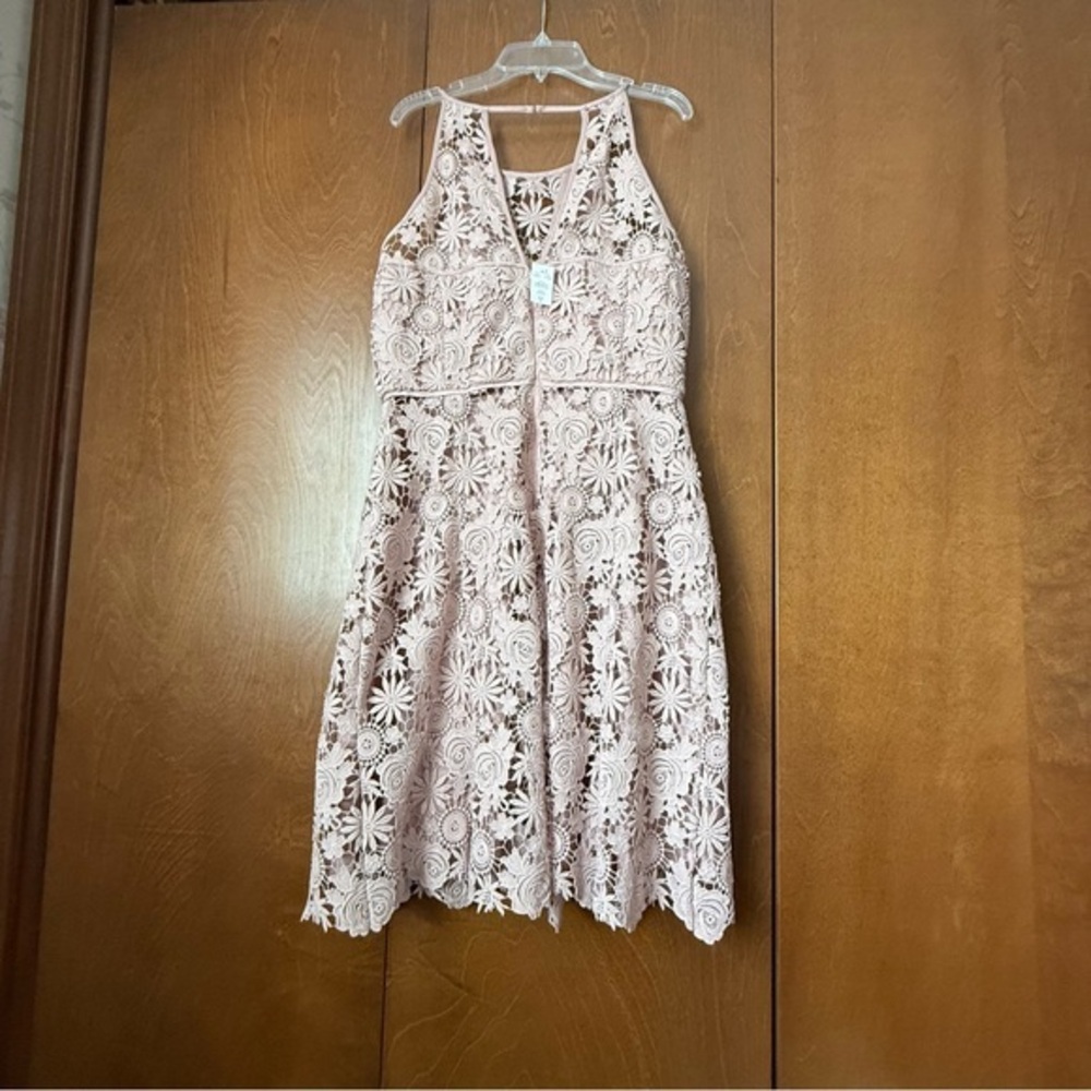 WHBM  NWT Size 8 Elegant Lace Overlay Dress in Pearl Blush (Mauve) Wedding ?